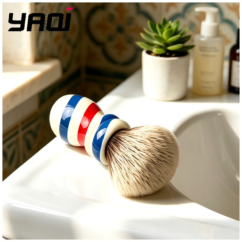 Men'S Grooming Hairstyles - Yaqi Rasierpinsel im Barber-Pole-Stil, 24 mm,