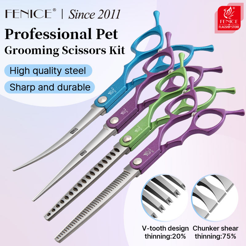 Grooming Scissors - Fenice 6,5 Zoll bunte gerade gebogene