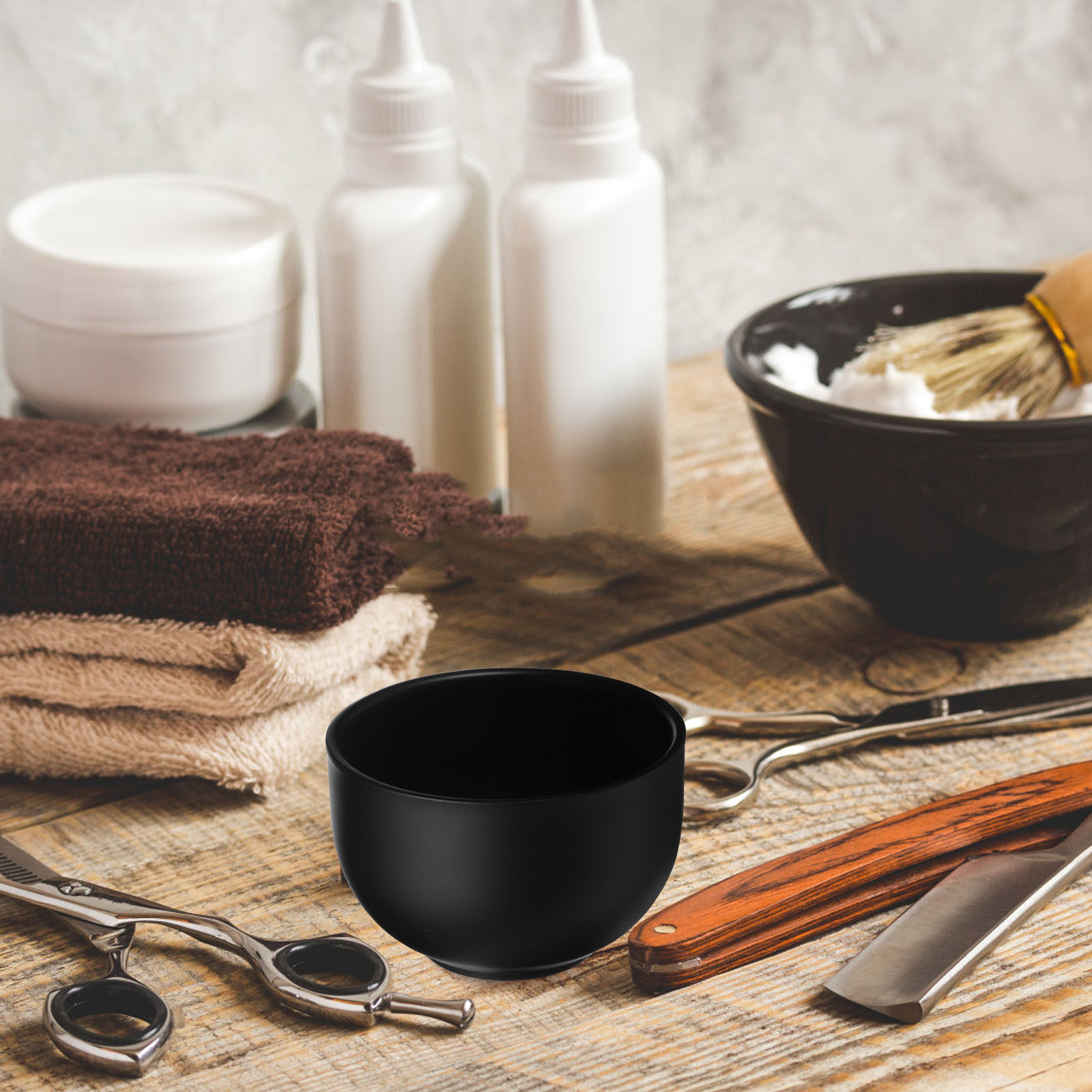 Shaving Cream - Rasierbecher aus Edelstahl, schwarz, doppelwandiges Design,