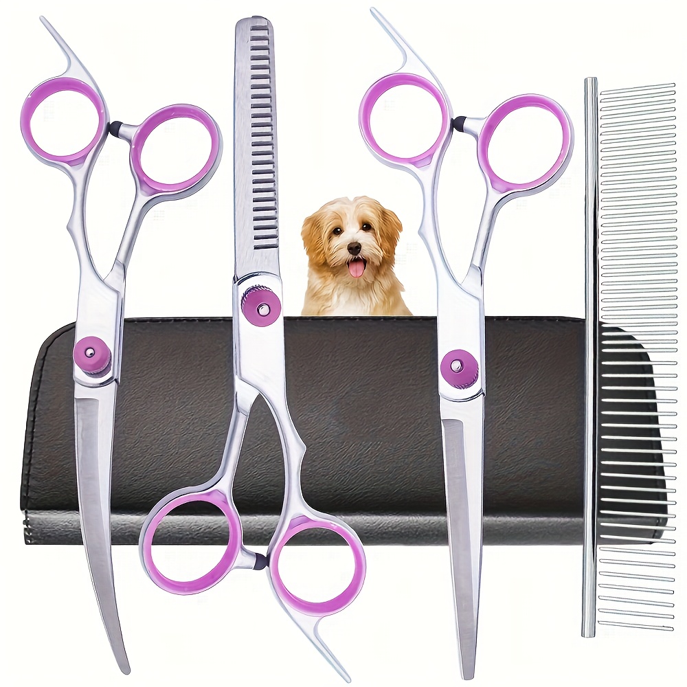 Grooming Scissors - 5-teiliges Professionelles Hundepflege-Scherenset aus Edelstahl Gebogene