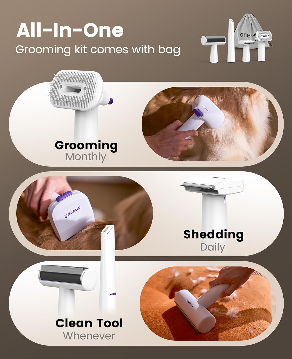 oneisall Hundehaar-Vakuumbürst – Grooming Kit Bewertung und Preis